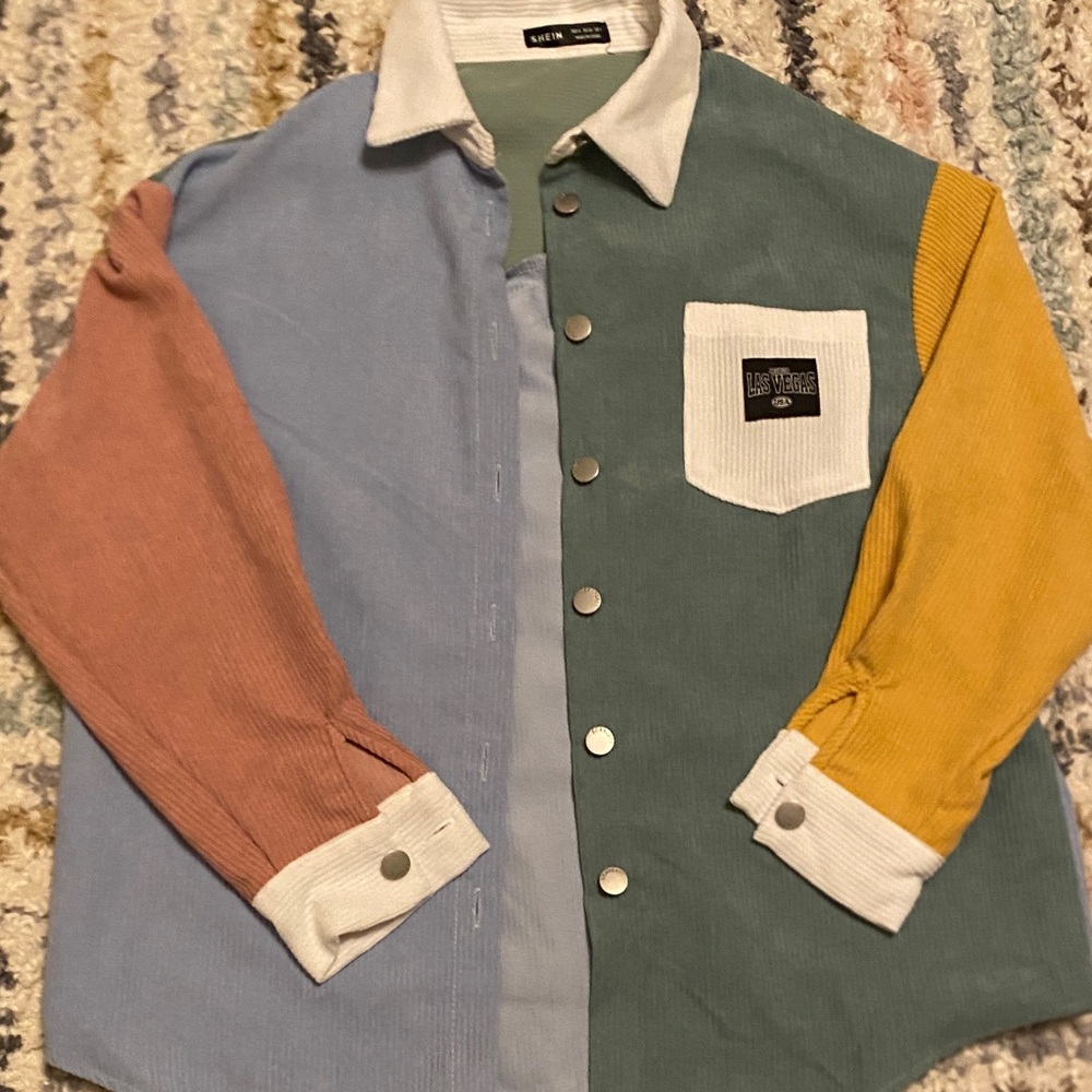 Women’s Colorblock Corduroy Jacket SHEIN